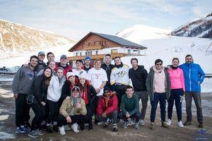 ski weekend trip group photo